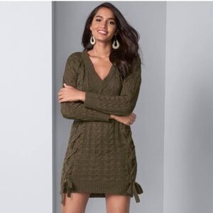 VENUS Olive Long Sleeve Knit Dress